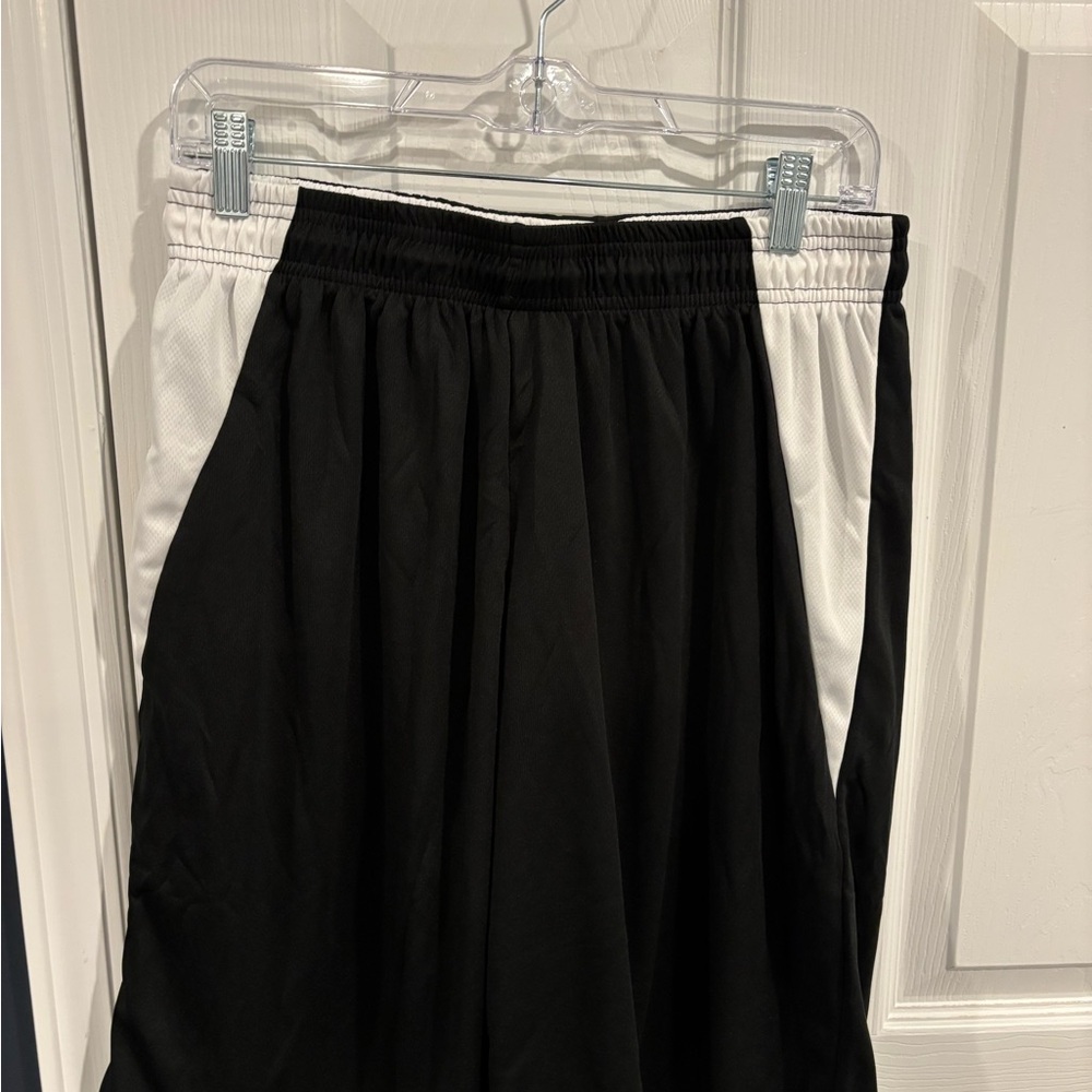 Black and White Midi Athletic Shorts